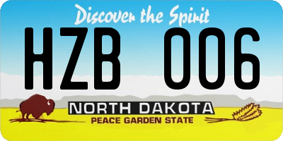 ND license plate HZB006