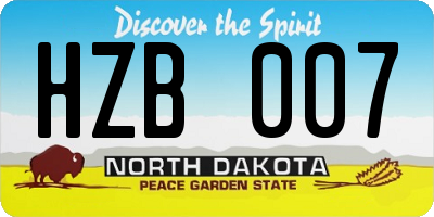 ND license plate HZB007