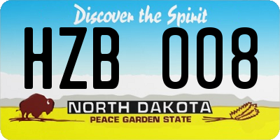ND license plate HZB008