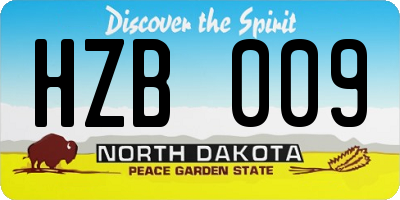 ND license plate HZB009