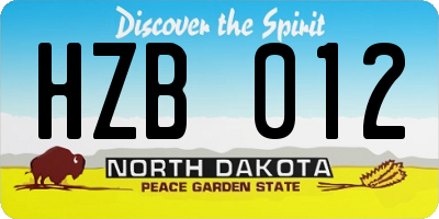 ND license plate HZB012