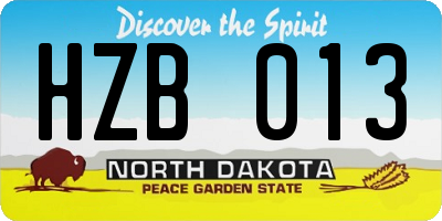 ND license plate HZB013