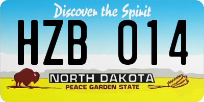ND license plate HZB014