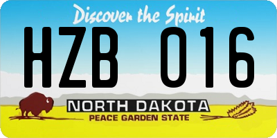 ND license plate HZB016