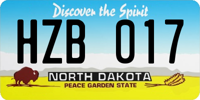 ND license plate HZB017