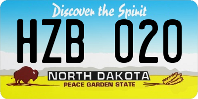 ND license plate HZB020