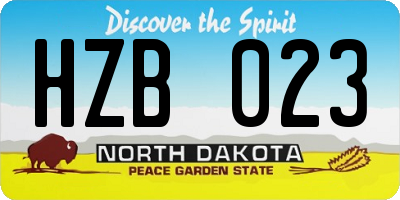 ND license plate HZB023