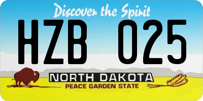 ND license plate HZB025
