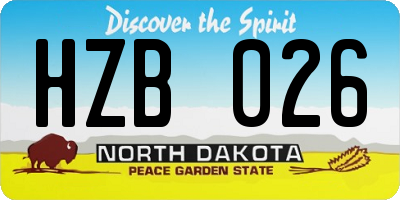 ND license plate HZB026