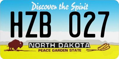 ND license plate HZB027