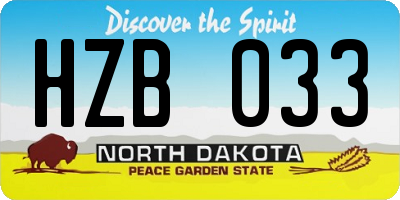 ND license plate HZB033