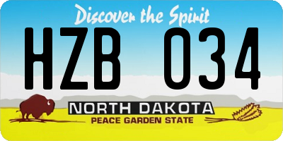 ND license plate HZB034