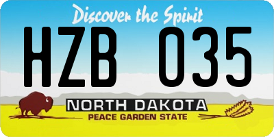 ND license plate HZB035
