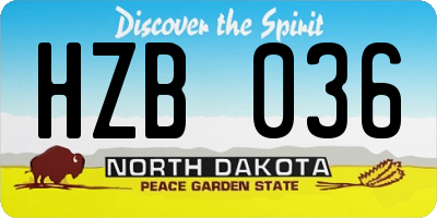 ND license plate HZB036