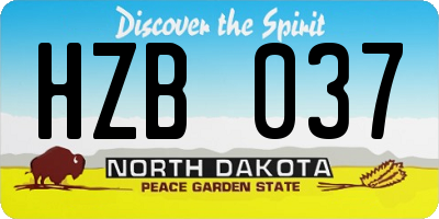 ND license plate HZB037