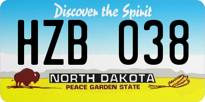 ND license plate HZB038
