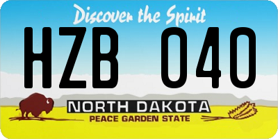 ND license plate HZB040