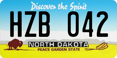 ND license plate HZB042