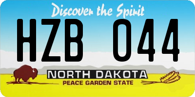 ND license plate HZB044