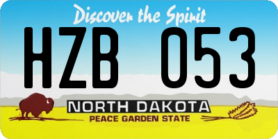 ND license plate HZB053