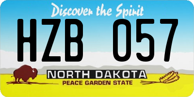 ND license plate HZB057