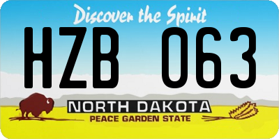 ND license plate HZB063