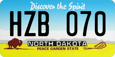 ND license plate HZB070