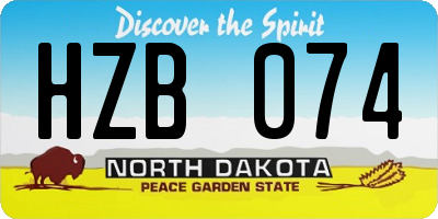 ND license plate HZB074