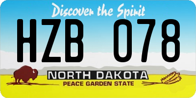 ND license plate HZB078