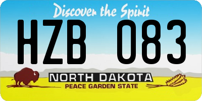 ND license plate HZB083