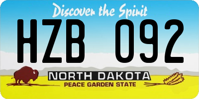 ND license plate HZB092