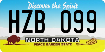ND license plate HZB099