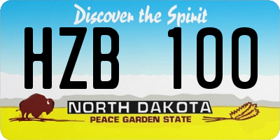 ND license plate HZB100