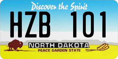 ND license plate HZB101