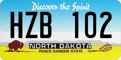 ND license plate HZB102