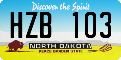 ND license plate HZB103