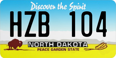 ND license plate HZB104
