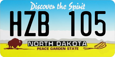 ND license plate HZB105