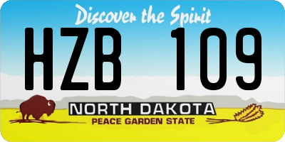 ND license plate HZB109