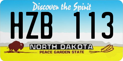 ND license plate HZB113