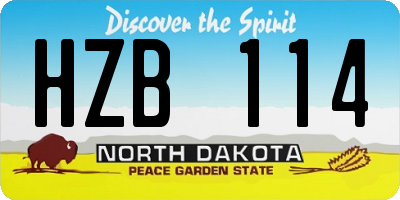 ND license plate HZB114