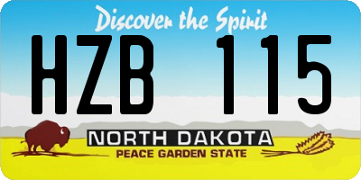ND license plate HZB115