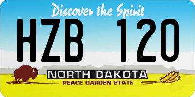 ND license plate HZB120