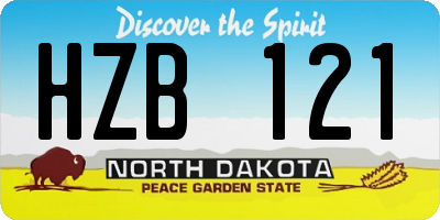 ND license plate HZB121
