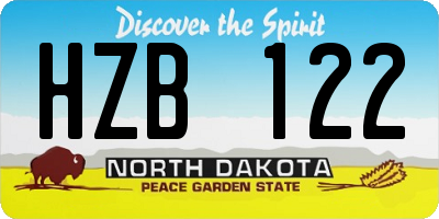 ND license plate HZB122