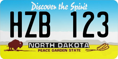 ND license plate HZB123