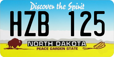 ND license plate HZB125