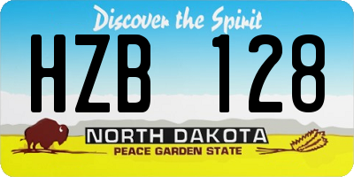 ND license plate HZB128