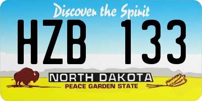 ND license plate HZB133