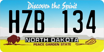 ND license plate HZB134